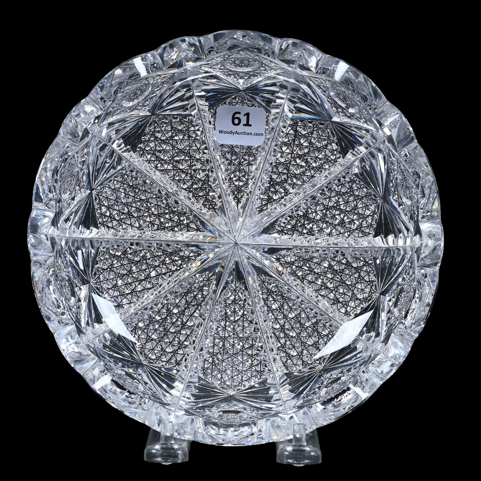 Low Bowl, American Brilliant Cut Glass, Signed Hawkes Napoleon Pattern (1 of 3)