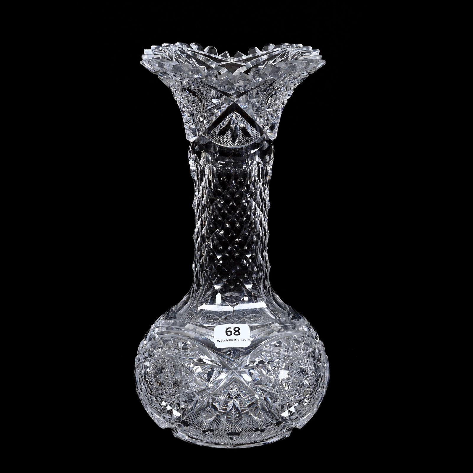 Vase, American Brilliant Cut Glass, Lotus Type Pattern By Egginton (1 of 3)