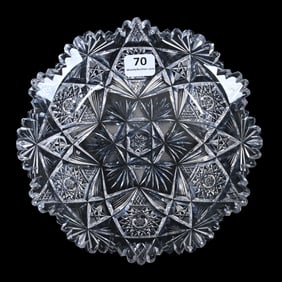 Plate, American Brilliant Cut Glass, Signed Libbey Waverly Pattern