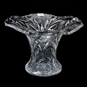 Sweetpea Vase, American Brilliant Cut Glass, Engraved Floral Decor