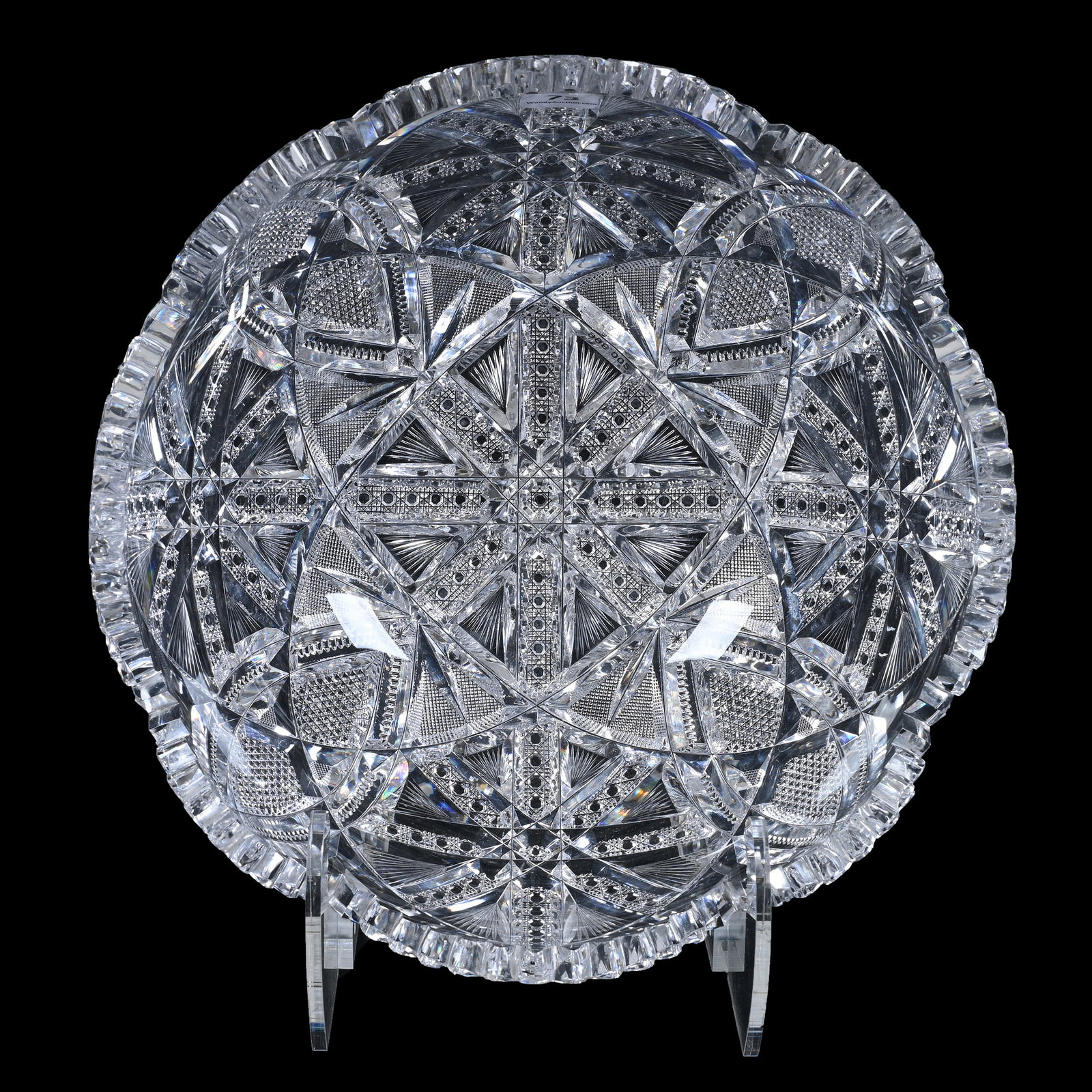 Bowl, American Brilliant Cut Glass, Rochester Pattern By Fry, Beautiful Blank: Bowl, American Brilliant Cut Glass, Rochester Pattern By Fry, Beautiful Blank, 5" x 10.25", One Tooth With Sliver Chip, Total Weight Of Six Pounds, American Cut Glass Association Collection.