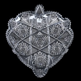 Tray, Heart Shape, American Brilliant Cut Glass