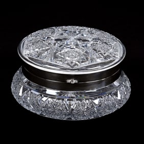 Dresser Box, American Brilliant Cut Glass, Pattern #116 By Meriden