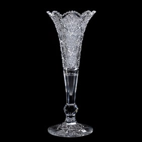 Trumpet Vase, American Brilliant Cut Glass