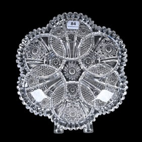 Plate, American Brilliant Cut Glass, Climax Pattern By Empire