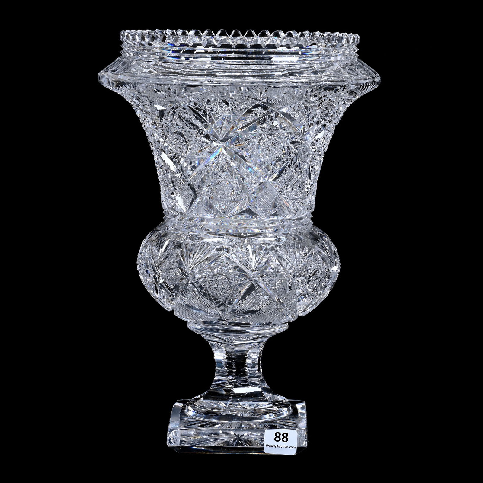 Pedestal Urn Vase, American Brilliant Cut Glass (1 of 3)