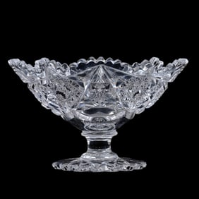 Small Tazza, American Brilliant Cut Glass, Signed Libbey Colonna Pattern