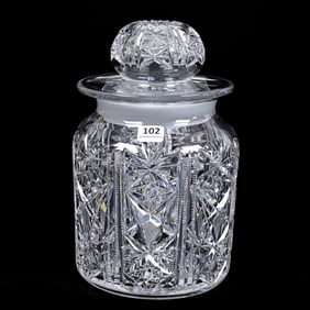 Cigar Humidor, American Brilliant Cut Glass