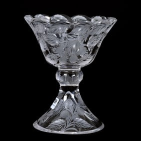 Jelly Compote, American Brilliant Cut Glass, Engraved Blackberry Decor, Attributed To Tuthill