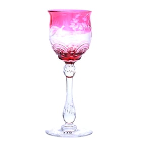 Wine Stem, BPCG, Signed Webb, Cranberry Cut To Clear