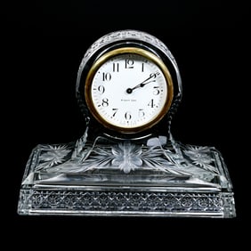 Desk Clock, American Brilliant Cut Glass