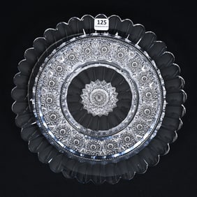 Round Tray, American Brilliant Cut Glass, Aberdeen Pattern By Jewel