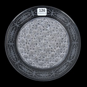 Plate, American Brilliant Cut Glass, Signed Sinclaire