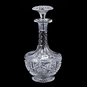 Footed Decanter, American Brilliant Cut Glass, Cambria Pattern By Egginton