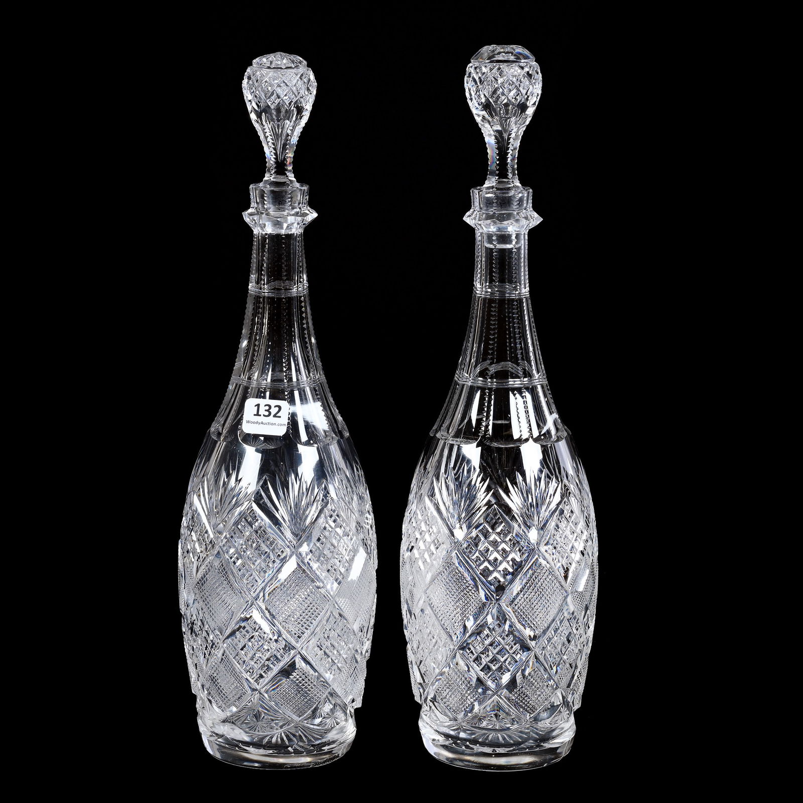Pair Decanters, American Brilliant Cut Glass, Wheeler By Mt. Washington (1 of 4)