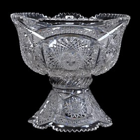Punch Bowl, Two Part, American Brilliant Cut Glass