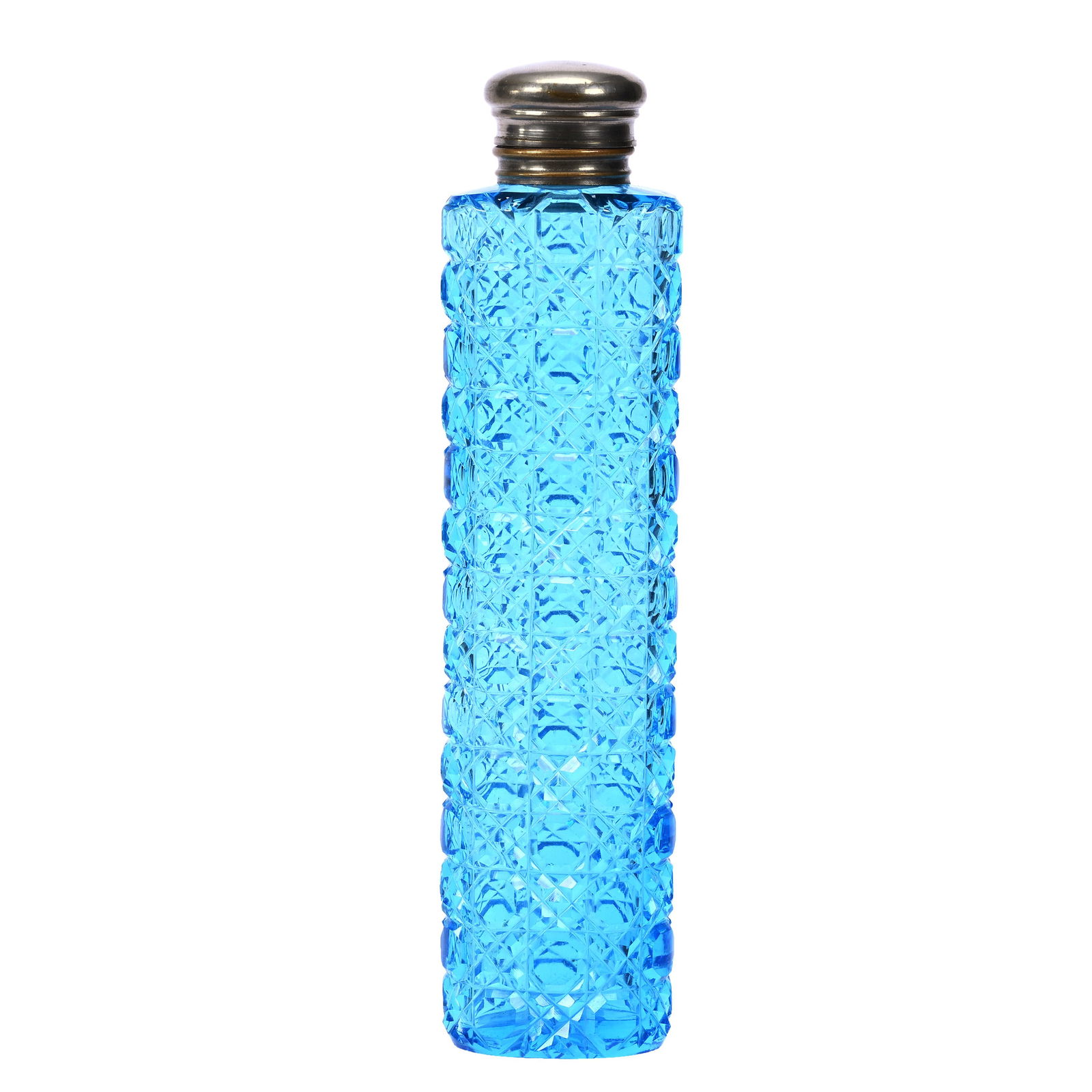 Lay Down Perfume Bottle, Brilliant Period Cut Glass, Solid Pale Blue (1 of 2)