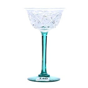 Wine Stem, American Brilliant Cut Glass, Turquoise