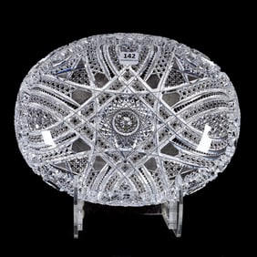 Oval Bowl, American Brilliant Cut Glass, Signed J. Hoare