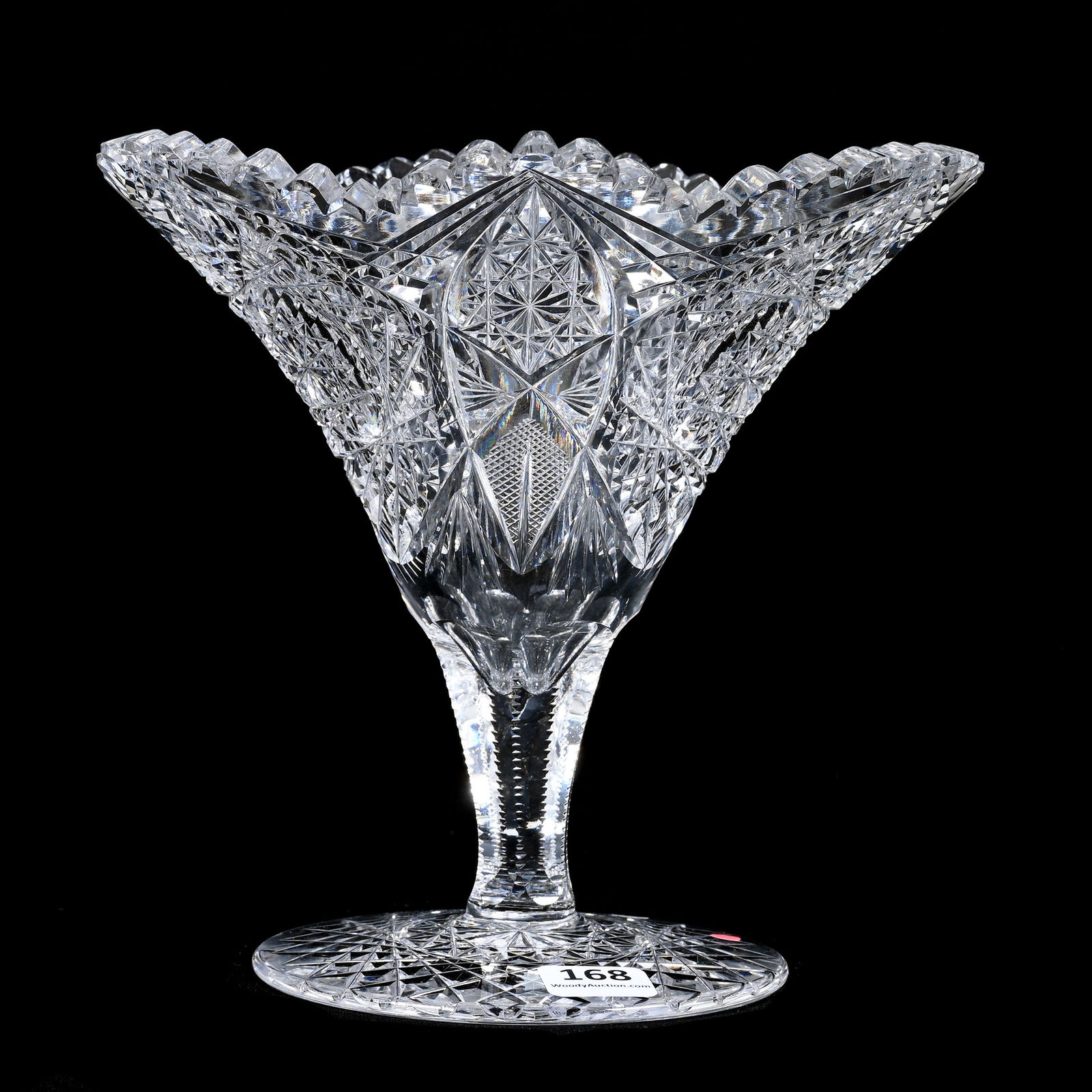 Tazza, American Brilliant Cut Glass, Signed J. Hoare Monarch Pattern (1 of 3)