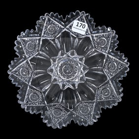 Plate, American Brilliant Cut Glass, Signed Hawkes Brunswick Pattern