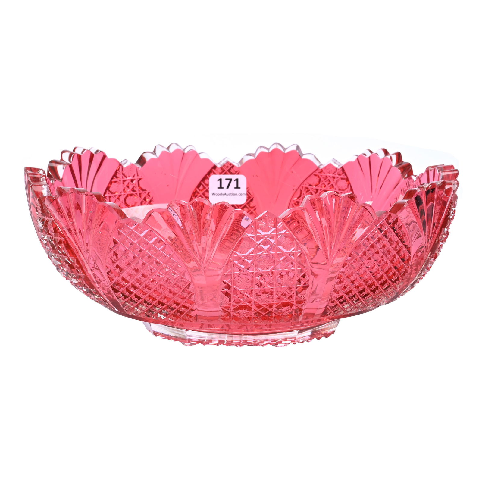 Oval Bowl, ABCG, Double Cased Cranberry, Fisher Diamond Pattern By Mt. Washington (1 of 4)