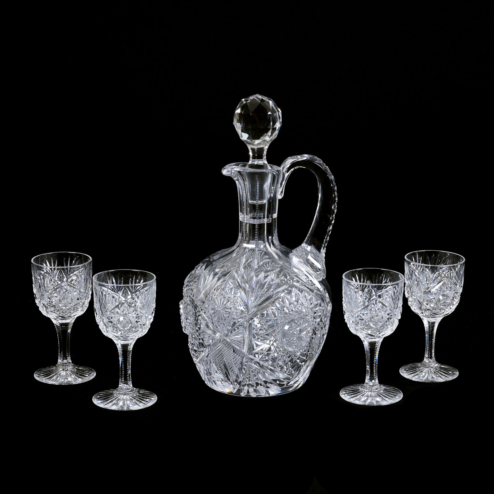 Decanter Set, American Brilliant Cut Glass, Monarch Pattern By J. Hoare (1 of 3)