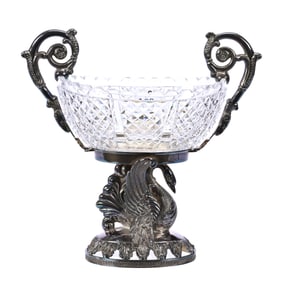 Elaborate Sugar Bowl On Stand, American Brilliant Cut Glass, English Pattern By Pairpoint