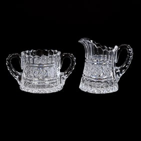 Creamer & Sugar Set, American Brilliant Cut Glass, Aberdeen By Jewel