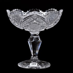 Compote, American Brilliant Cut Glass, Signed J. Hoare Nassau Pattern