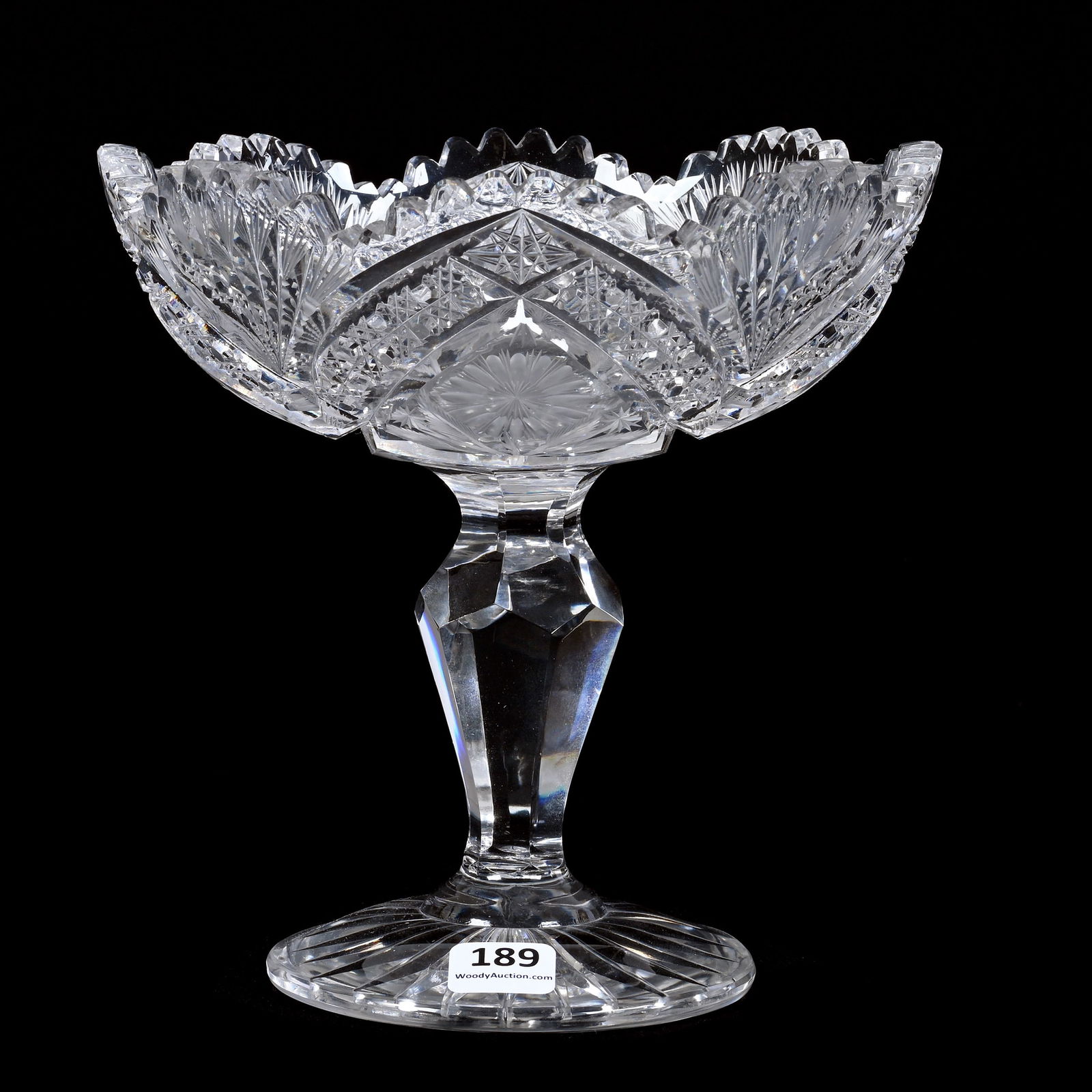 Compote, American Brilliant Cut Glass, Signed J. Hoare Nassau Pattern (1 of 3)