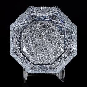 Bowl, Eight-Sided, American Brilliant Cut Glass, Hunt's Royal Pattern