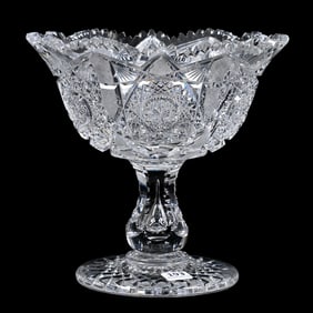 Pedestal Fruit Bowl, American Brilliant Cut Glass, Pattern #33 By Elmira