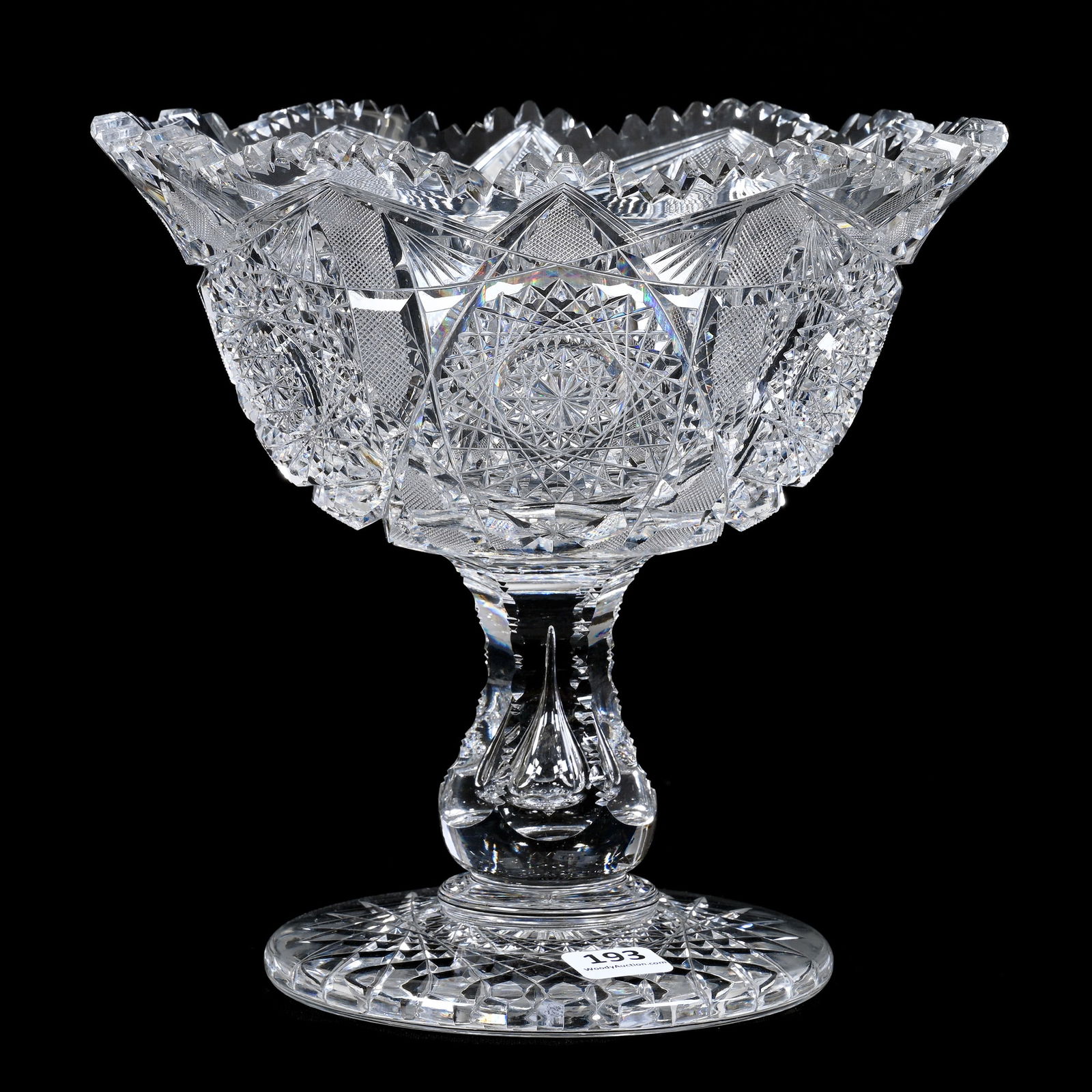 Pedestal Fruit Bowl, American Brilliant Cut Glass, Pattern #33 By Elmira (1 of 3)