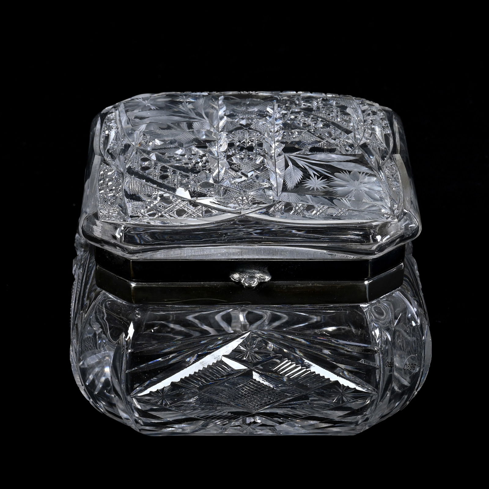 Square Jewel Box, American Brilliant Cut Glass, Nassau Pattern By J. Hoare (1 of 3)