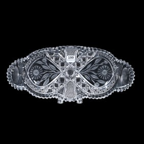 Bread Tray, American Brilliant Cut Glass, Signed J. Hoare Nassau Pattern