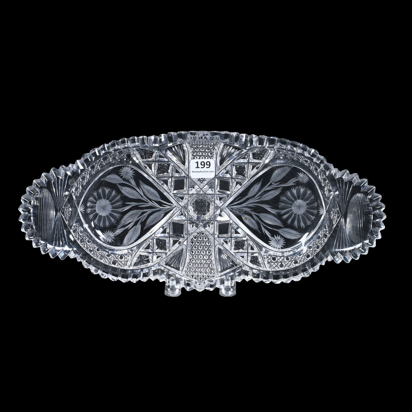 Bread Tray, American Brilliant Cut Glass, Signed J. Hoare Nassau Pattern (1 of 2)