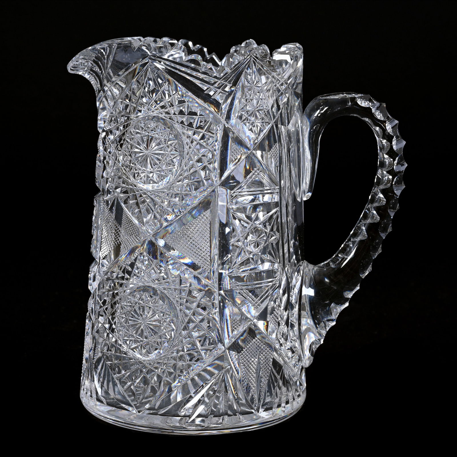 Pitcher, American Brilliant Cut Glass, Signed J. Hoare Monarch Pattern (1 of 3)