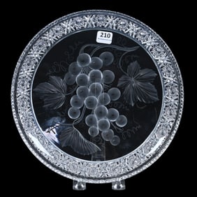 Round Tray, American Brilliant Cut Glass, Signed Tuthill Vintage Pattern