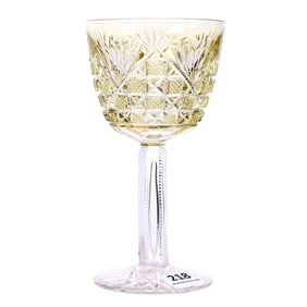 Wine Stem, American Brilliant Cut Glass, Champagne Cut To Clear, Oriental Pattern By Dorflinger