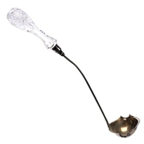 Punch Ladle, American Brilliant Cut Glass, Sterling Silver Dipper Marked Gorham 111