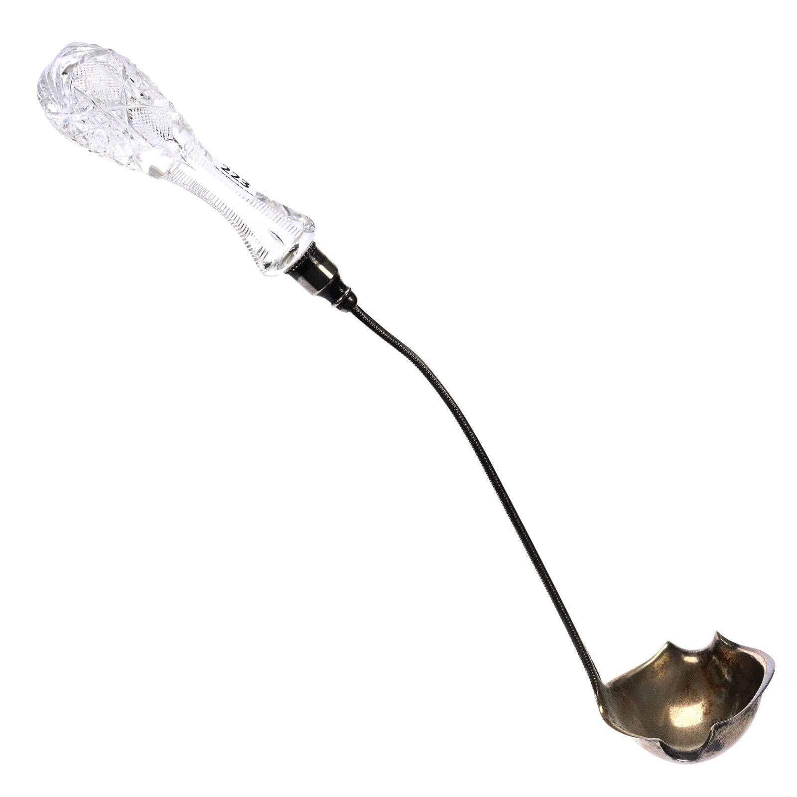 Punch Ladle, American Brilliant Cut Glass, Sterling Silver Dipper Marked Gorham 111 (1 of 4)