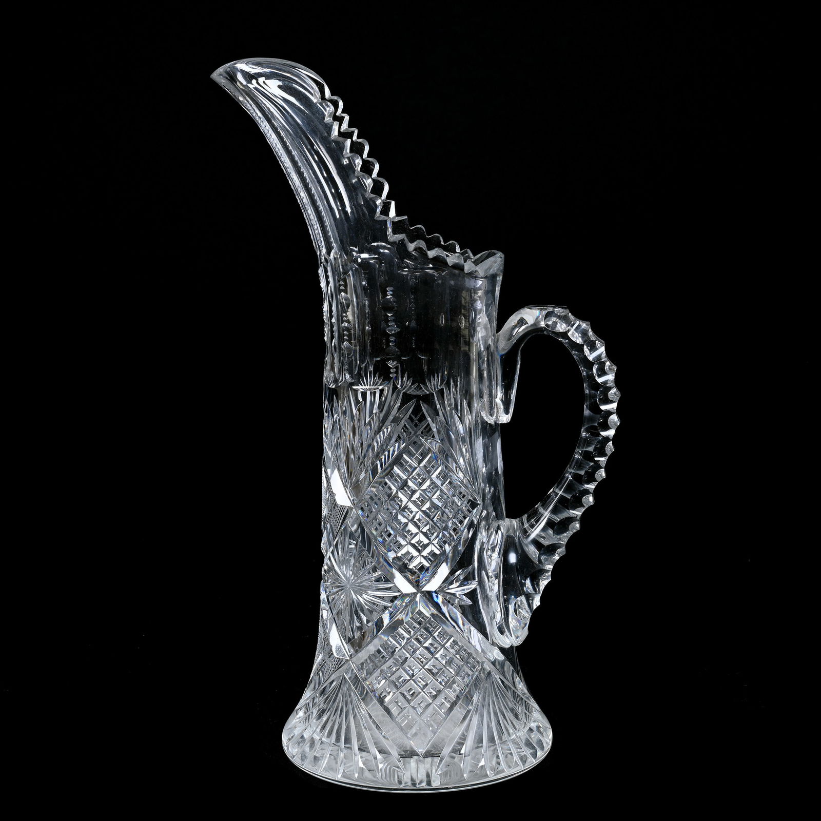 Pitcher, Long Spout, American Brilliant Cut Glass, Harvard Pattern By Libbey (1 of 3)