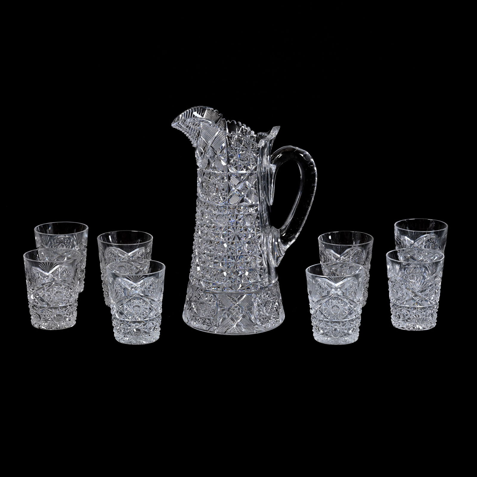Water Set, American Brilliant Cut Glass, Hunt's Royal Pattern (1 of 4)