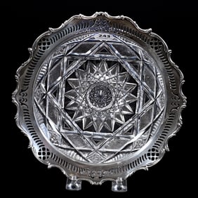 Bowl, ABCG, X-Ray Pattern By J. Hoare, Ornate Reticulated Sterling Rim Marked Gorham S2552
