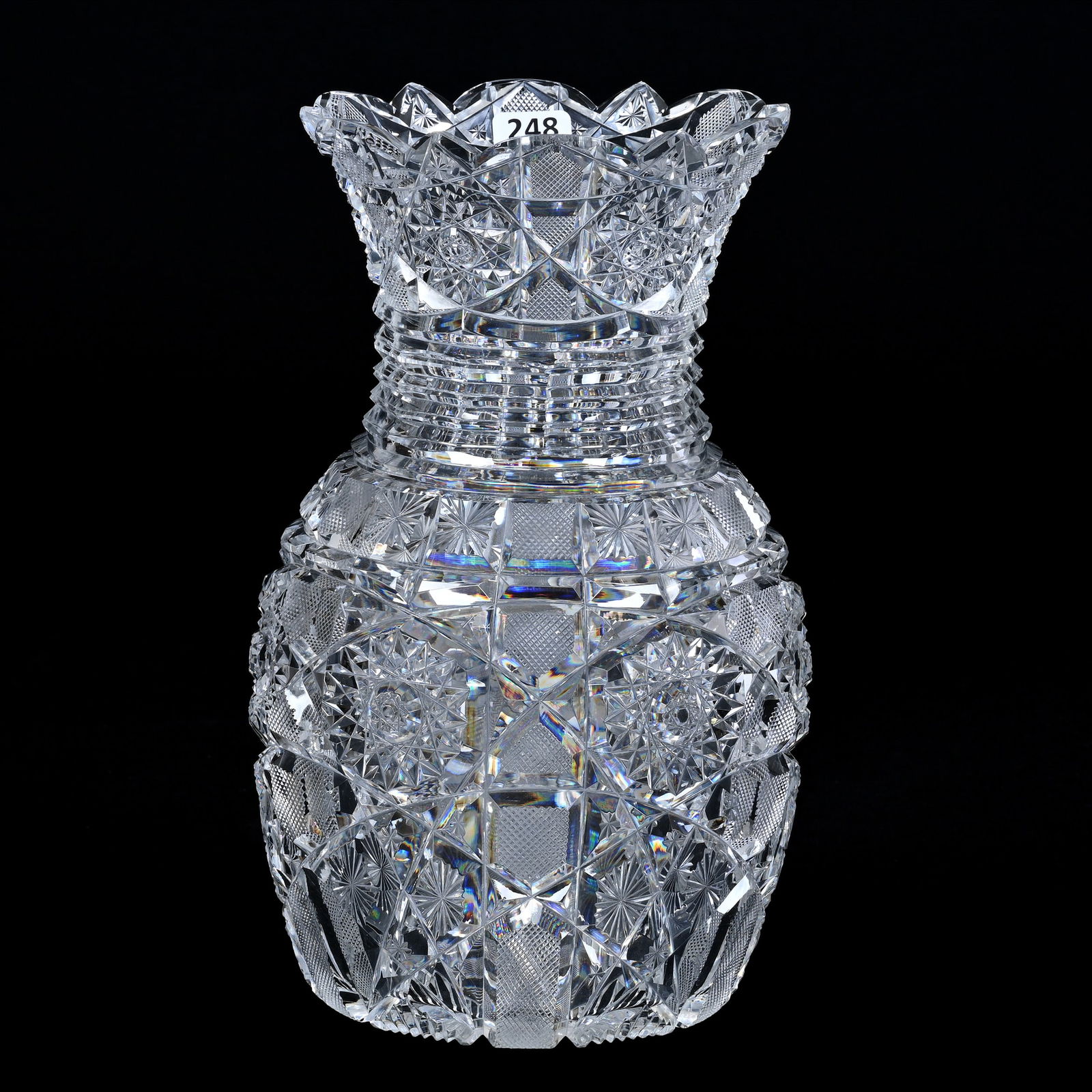 Vase, American Brilliant Cut Glass, Electra Pattern By Straus (1 of 3)
