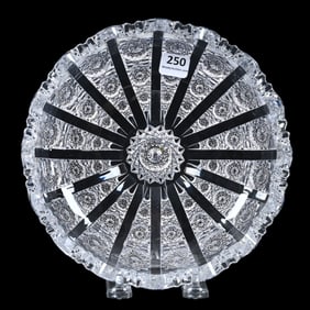 Low Bowl, American Brilliant Cut Glass, Signed Hawkes Panel Pattern