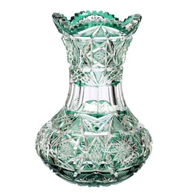 Vase, ABCG, Green Cut To Clear, Marilyn Pattern Designed By W. C. Anderson, Libbey Blank #377