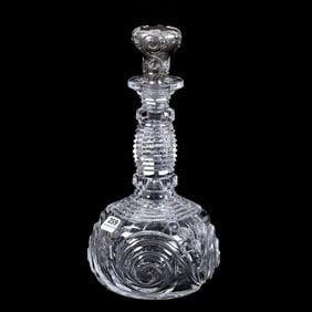 Decanter, ABCG, Snail Pattern Attributed To J. Hoare, Pattern Matched Gorham D892 Sterling Stopper