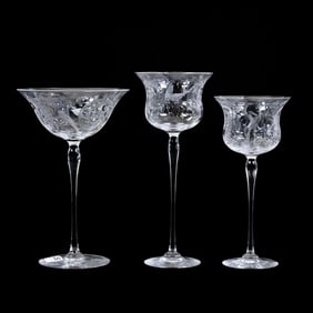 (3) Wine Stems, American Brilliant Cut Glass, All Are Signed Libbey